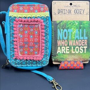 Natural Life Multicolor Drink Cozy with Strap